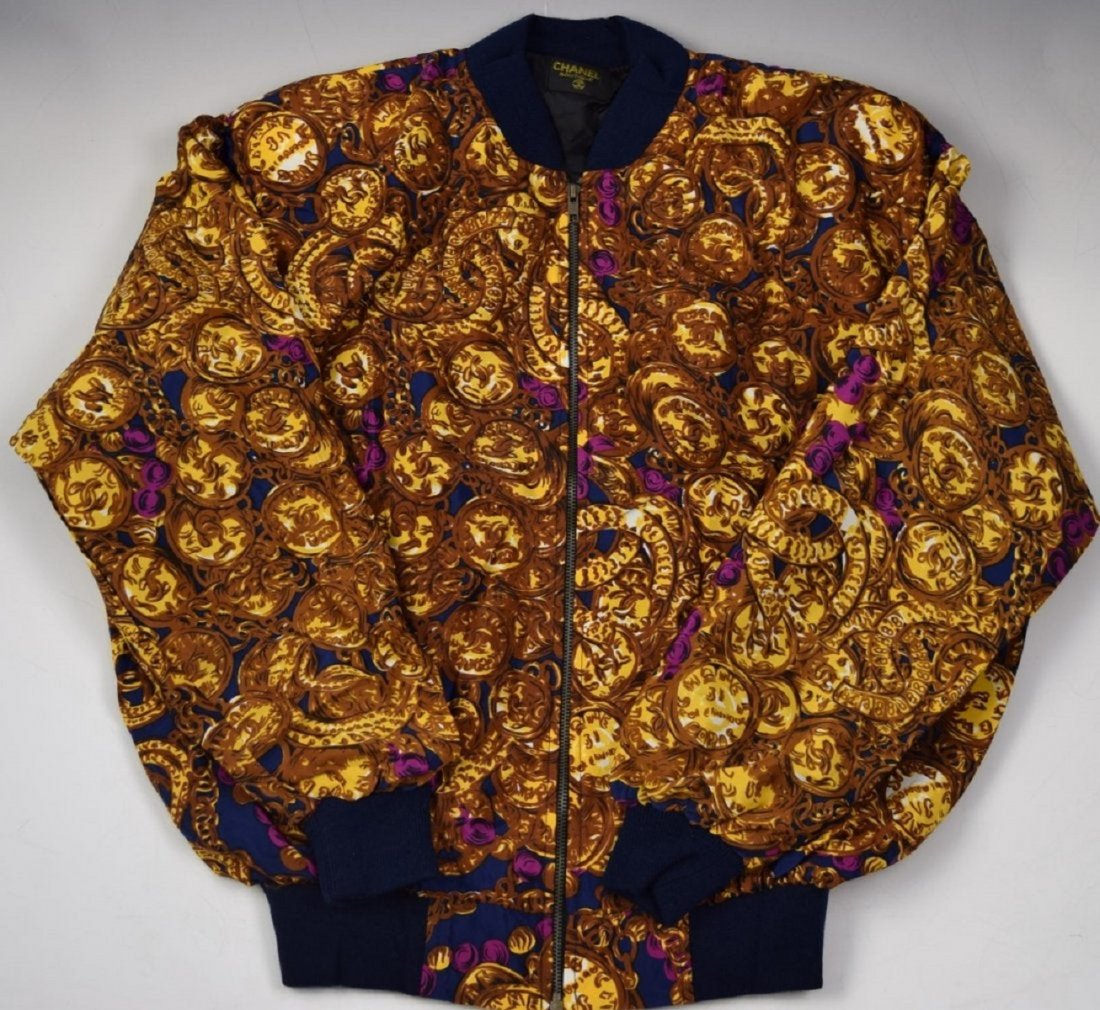 Vintage Bomber Jacket: Vintage 90's bomber jacket Gold chain medallion Size: Medium/Large