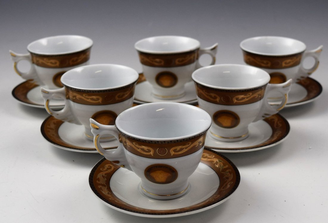Versace Cup & Saucer Set: A set of six Gianni Versace cup & saucer set