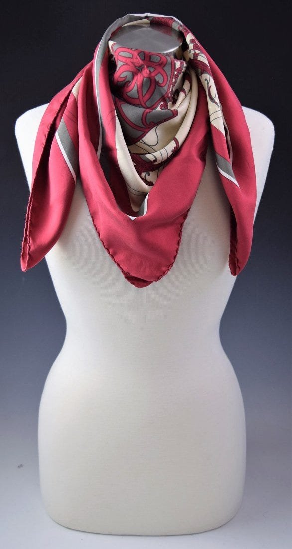 Hermes Silk Scarf: Hermes silk scarf Measures: 34 x 34 inches