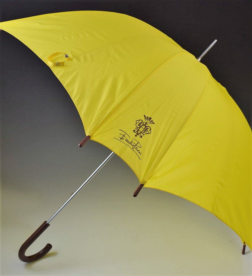 Emilio Pucci Umbrella: Emilio Pucci issued yellow umbrella