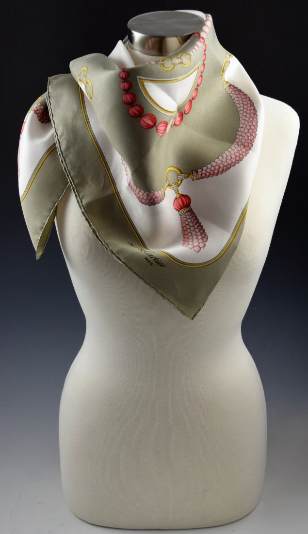 Vintage Cartier Silk Scarf: Vintage Cartier silk scarf Measures: 32 x 32 inches