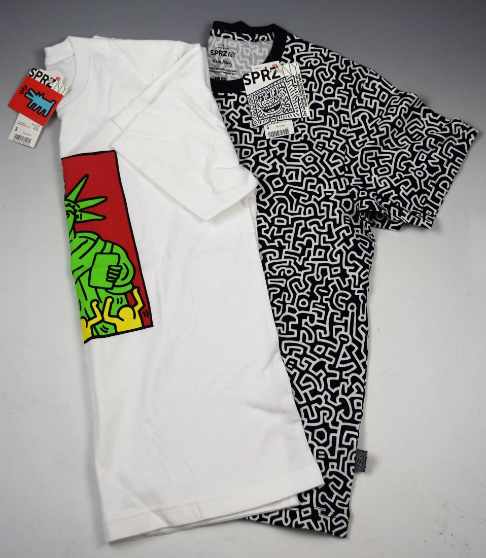 Keith Haring T-Shirt's: Keith Haring X UNIQLO SPRZ NY black t-shirt, size small Keith Haring MoMa NY X UNIQLO SPRZ graphic white t-shirt, size small