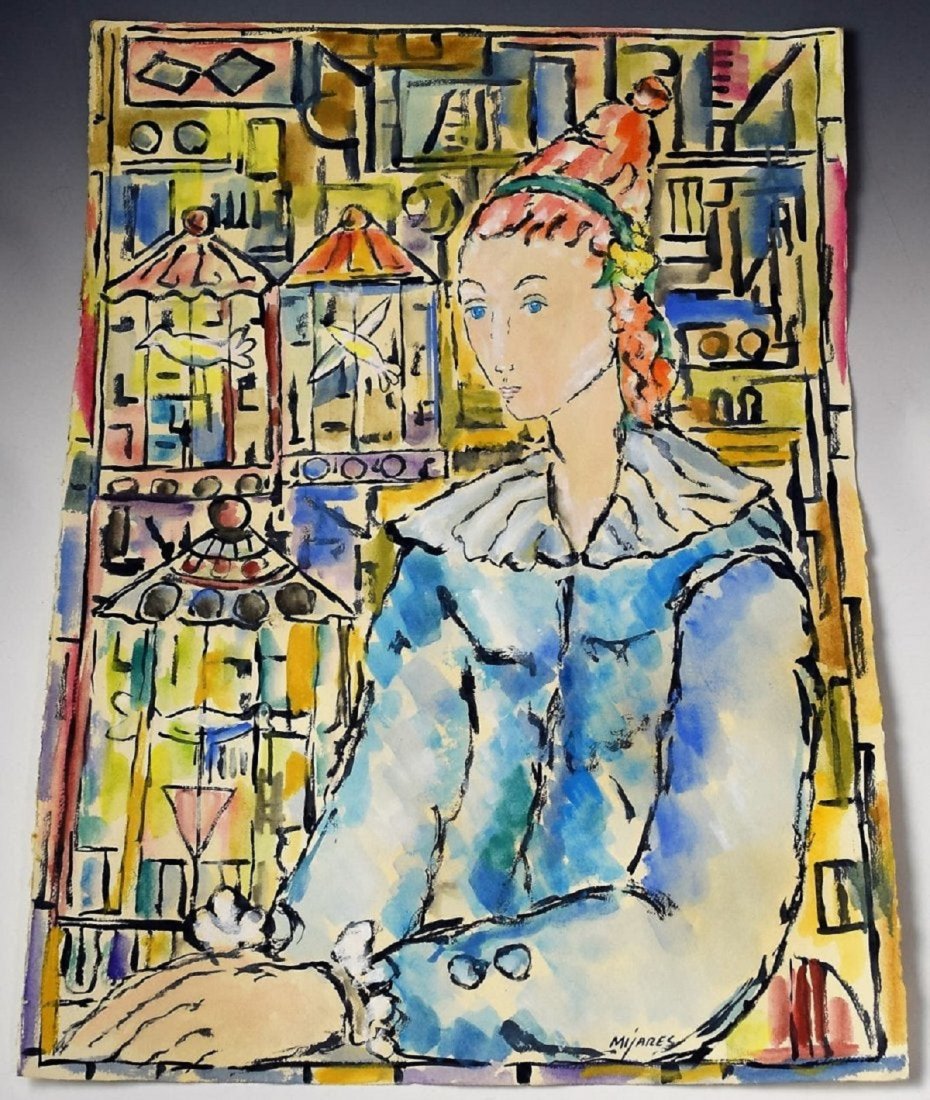Jose Maria Mijares: Jose Maria Mijares Fernandez (1921-2004) Untitled original gouache on paper Signed Mijares (lower right) Measures: 30 x 28 inches