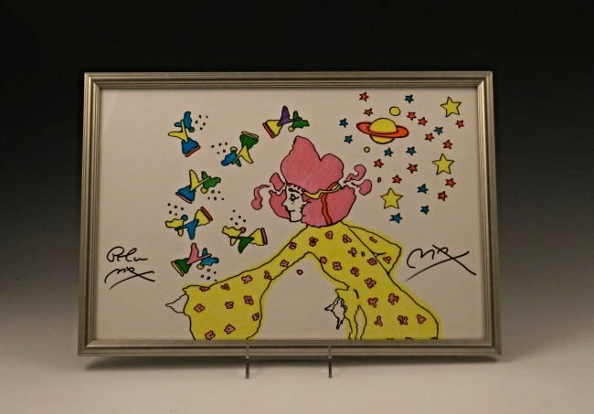 Peter Max: Medium: Marker on Paper Untitled, 20th century Measures: 13 x 19 inches Signed lower left, additionally lower right