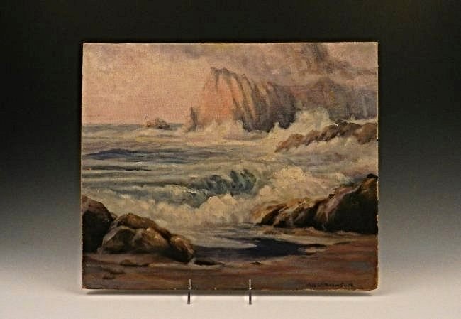 Jack Wilkinson Smith: (American, 1873-1949) Medium: Oil on Board Seascape, 20th century Measures: 15 1/2 x 18 1/2 inches Signed lower right Remains of a label on back