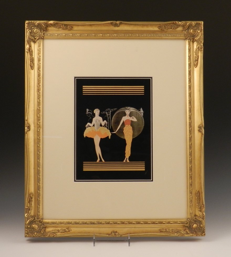 Erte: Morning Day, 20th century serigraph by Erte Measures: 23 1/4 x 19 x 1/4 inches, framed Hand signed lower right by Erte, Artist proof numbered lower left from an edition of 50.