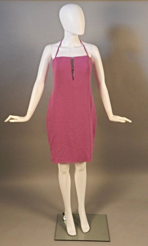 Ladies Versace Dress: Versace Pink Silk Cutout Halter Dress Size 42 100% silk Length measures 36 inches