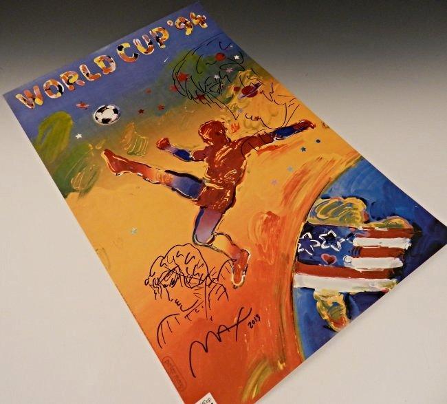 Peter Max: Autograph Peter Max poster "World Cup 94" Hand signed with 2 additional drawings. Measures: 24 x 16 inches