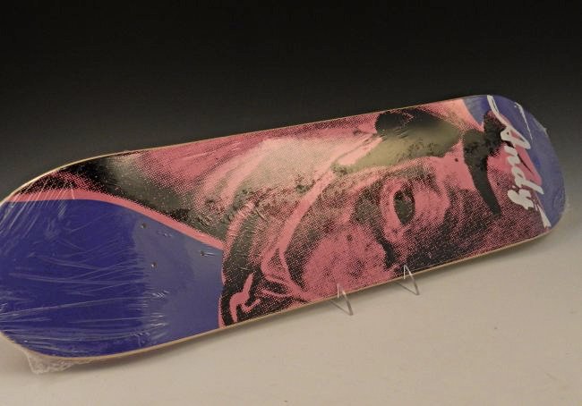 After Andy Warhol Skateboard Deck: Acrylic, transfer printed plywood A limited edition work by Warhol, produced by Alien Workshop Purple Cow Measures: 32 inches - Signed on backing with copyright from Andy Warhol Foundation