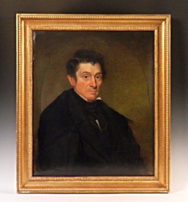 American School: Earlier half 19th century finely painted portrait, school of Rembrandt Peale Measures: 30 x 35 inches Unsigned