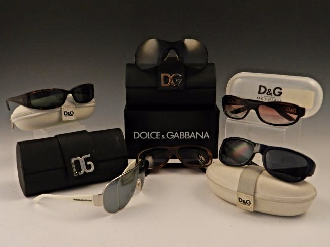 Lot of Dolce & Gabbana Sunglasses: A grouping of 5 ladies D&G sunglasses, four coming with boxes