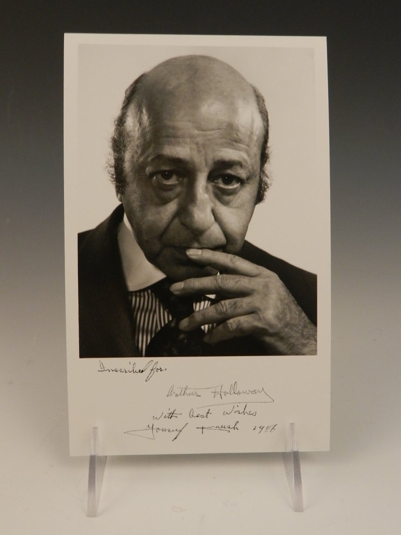 Yousuf Karsh, Signed Photograph: A hand signed photograph of Yousuf Karsh signed and inscribed in pen to Arthur Holloway, c. 1986 Measures: 8 x 5 inches