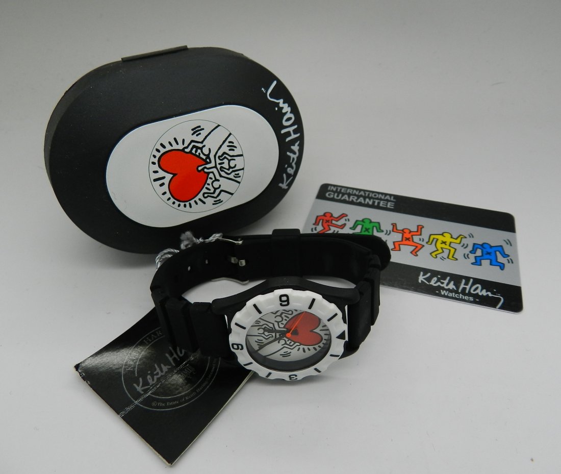 Keith Haring Watch: Haring collector's watch, box included Measures: 9 inches band