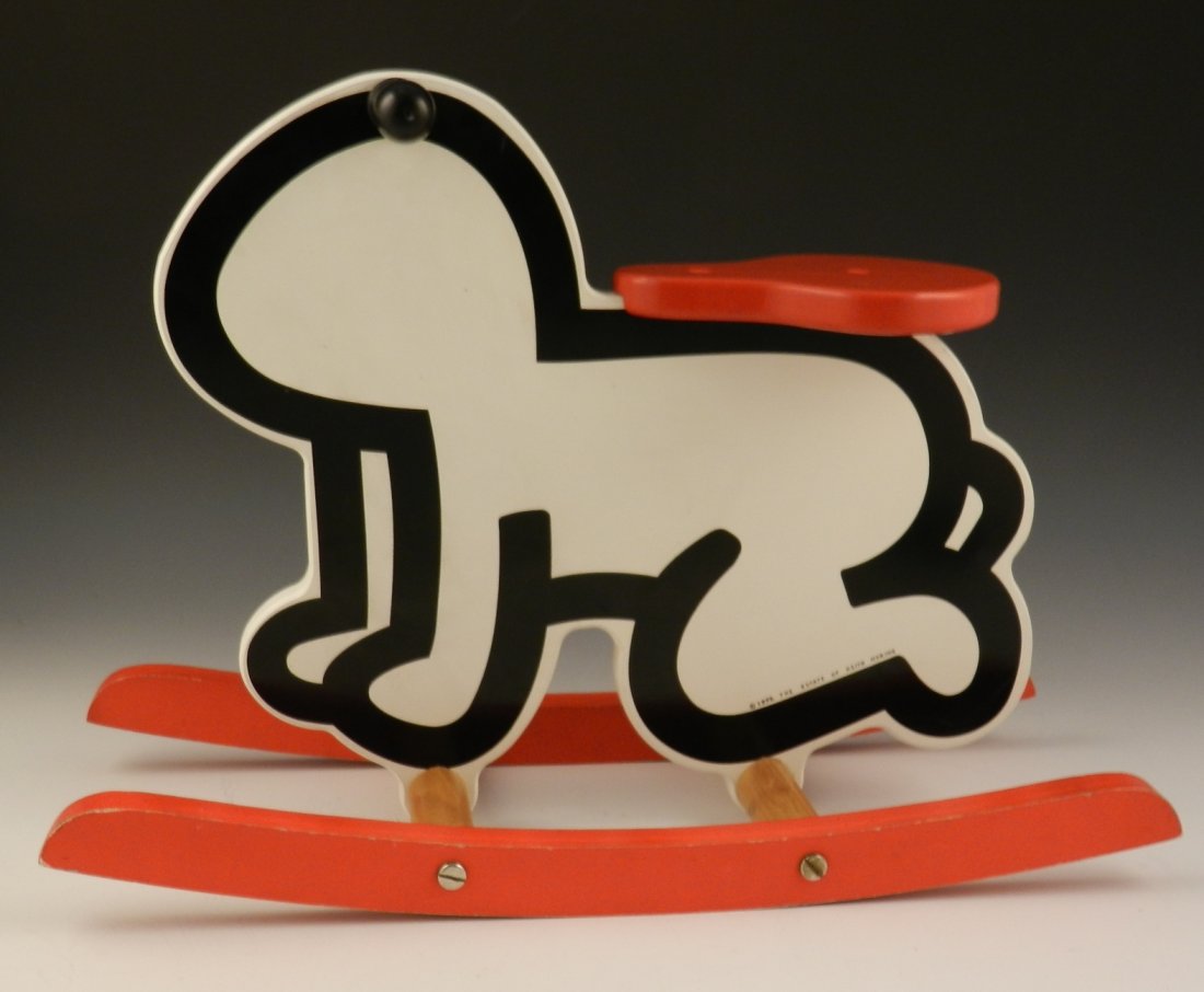 Keith Haring Rocker: A circa 1992 Keith Haring rocker, certified from the estate of the artist Measures: 17 x 24 inches