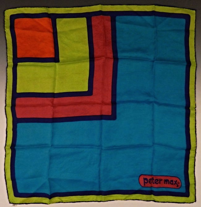 Vintage Peter Max Scarf: A vintage silk Peter Max scarf circa 1960s Measures: 21 x 21 inches
