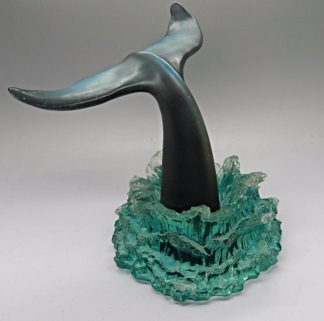 Robert Wyland Marine Sculpture: Measures: 5 inches tall A sculpture of a whale's tail, circa 2000