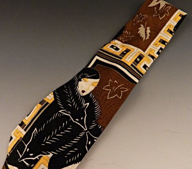 Erte Tie: Men's Erte Art deco tie Measures: 55 inches in length, brand new with tag