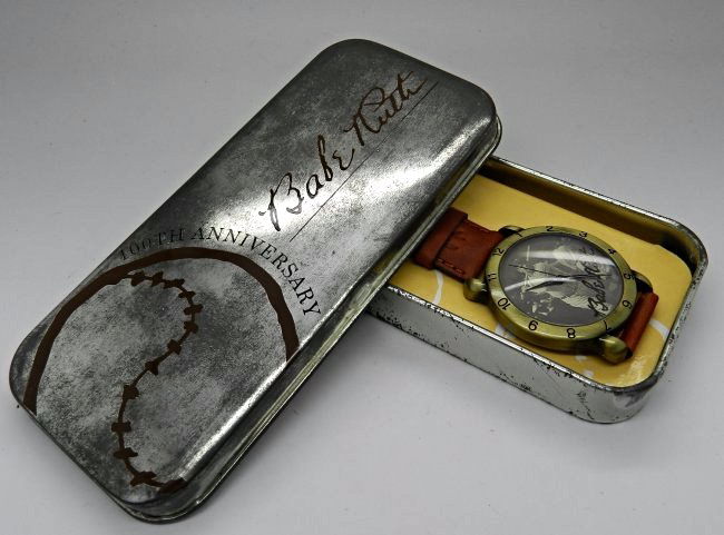 Babe Ruth Watch: A Babe Ruth limited edition leather band collectors watch Measures: 9 1/2 inches with band