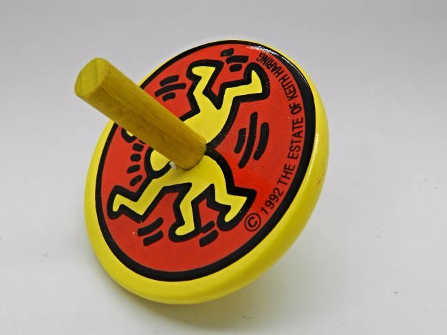 Keith Haring Dreidel: Original Keith Haring Dreidel, circa 1990s Certified and stamped from the Keith Haring foundation Measures: 2 1/2 inches