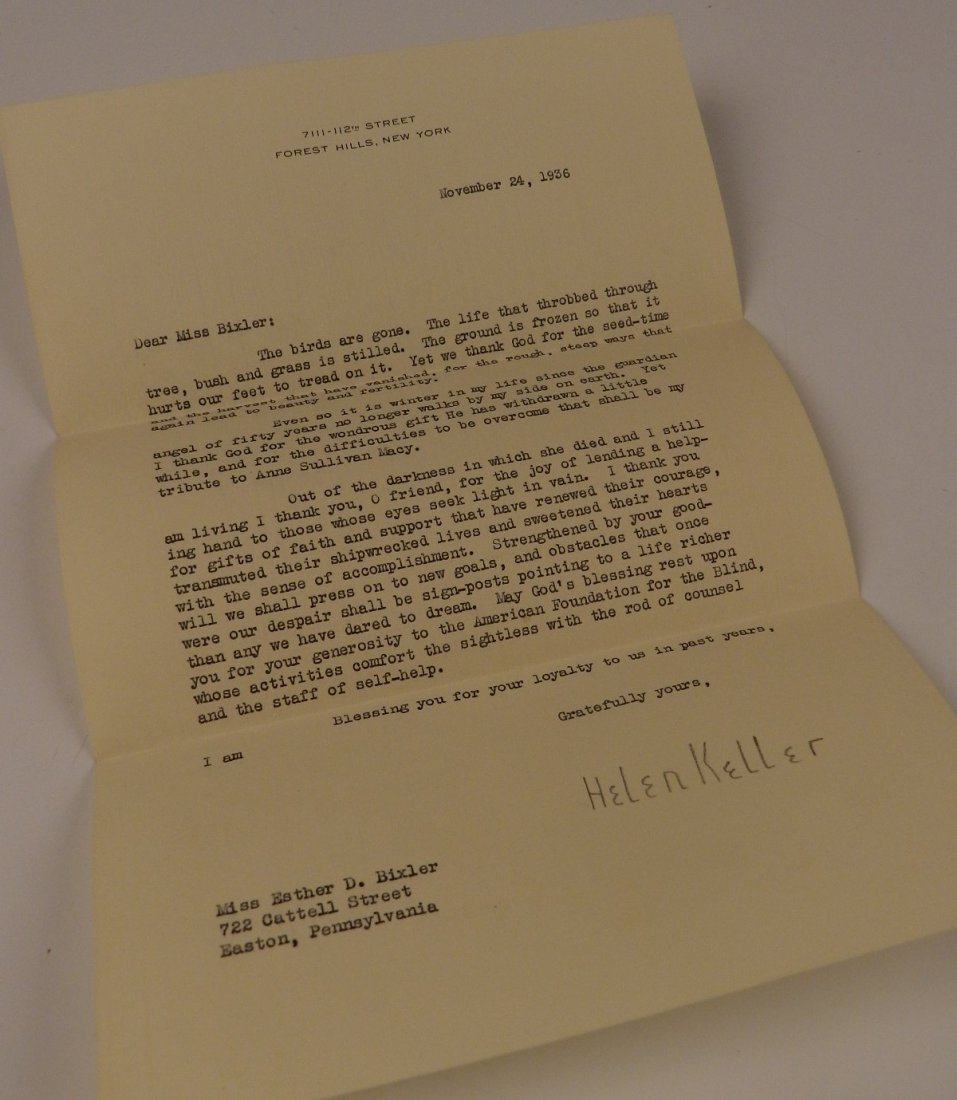 Helen Keller Signed Letter (1 of 4)