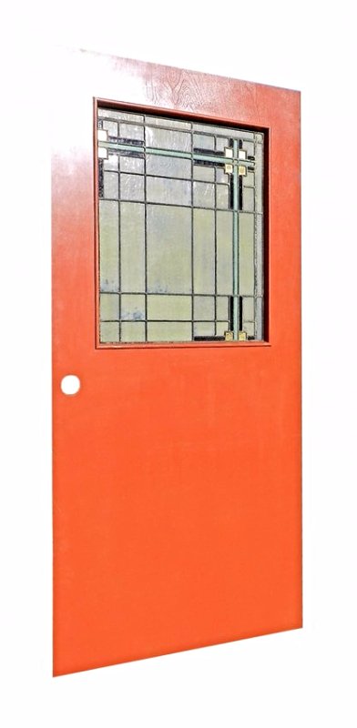 Frank Lloyd Wright: (American, 1867-1959) Glass Window & door Measures: 80 x 36 inches (full size), glass: 24 x 24 inches Provenance: Acquired directly from South 29th & Mitchell St. on the south side of Milwaukee WI. Af