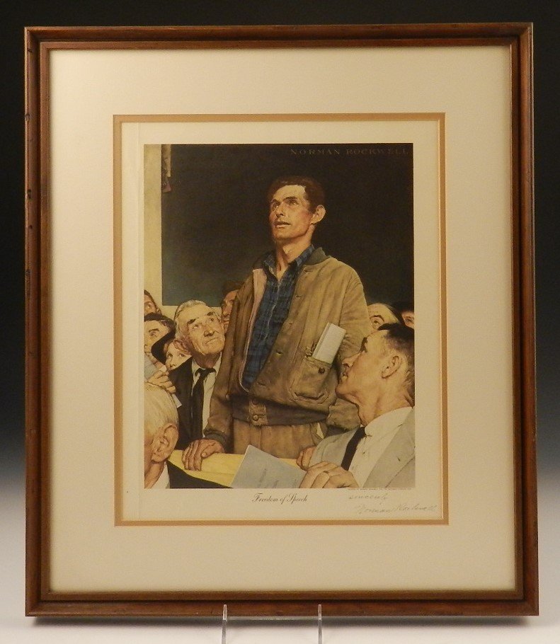 Norman Rockwell: (American, 1894-1978) Lithograph, Freedom of Speech Measures: 23 x 20 inches Hand signed lower right