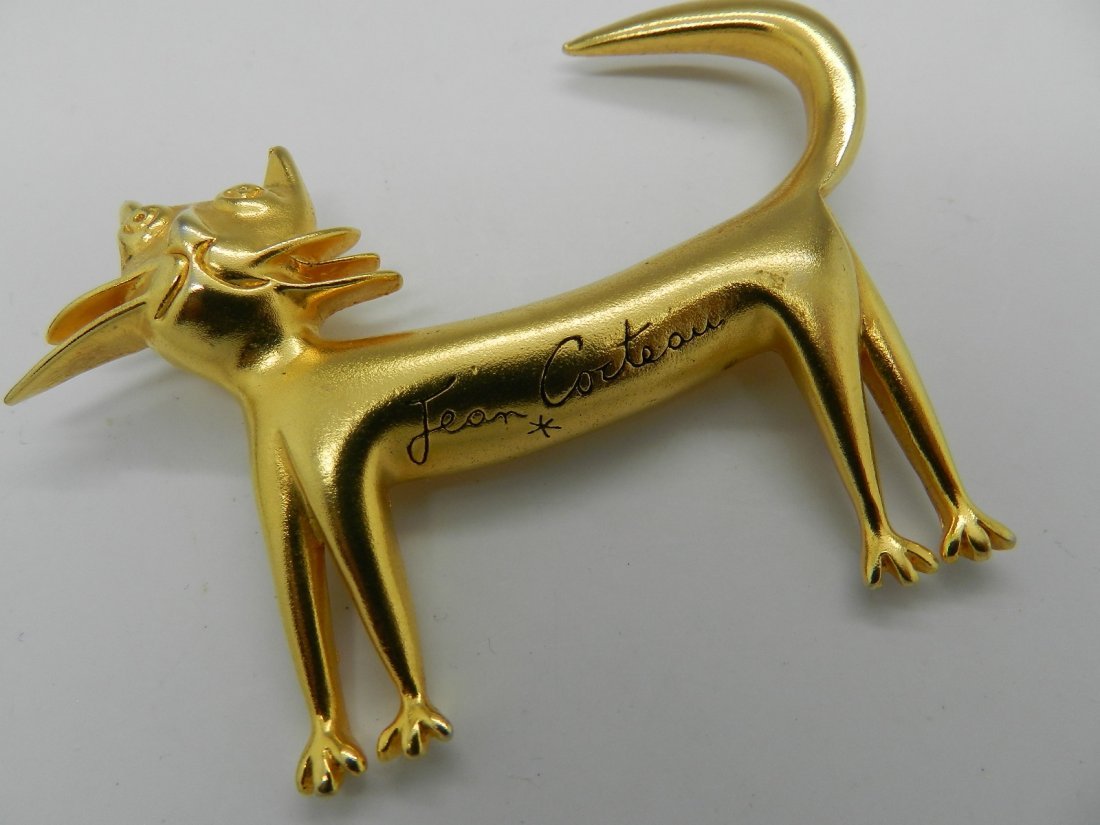 Jean Cocteau Gold Brooch: Gold brooch, Jean Cocteau Measures: 3 inches