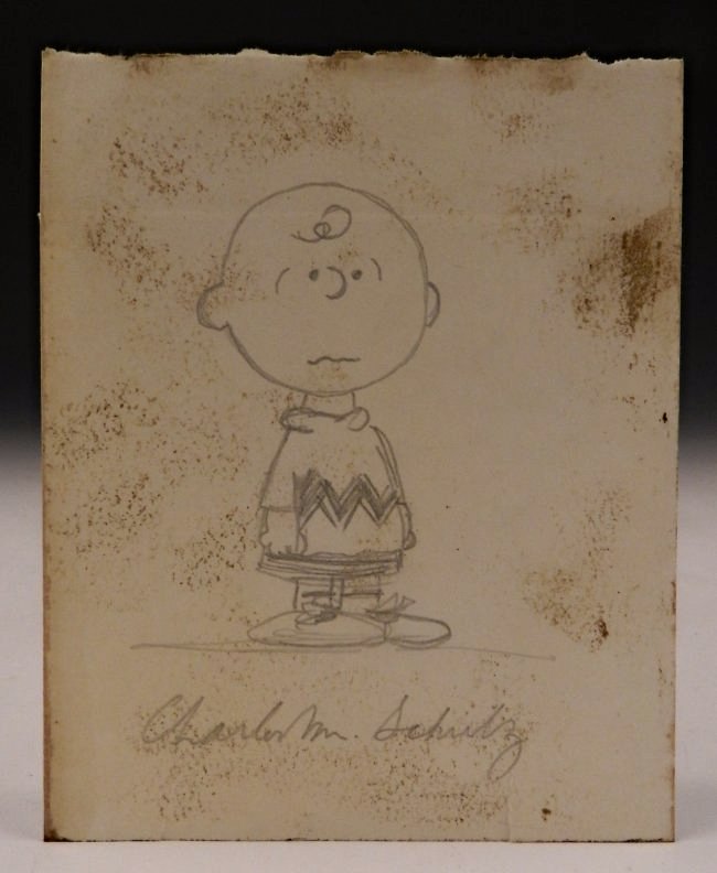 Charles Schulz: (American, 1922-2000) A sketch of Charlie Brown Measures: 6 1/2 x 5 inches Signed on bottom COA included