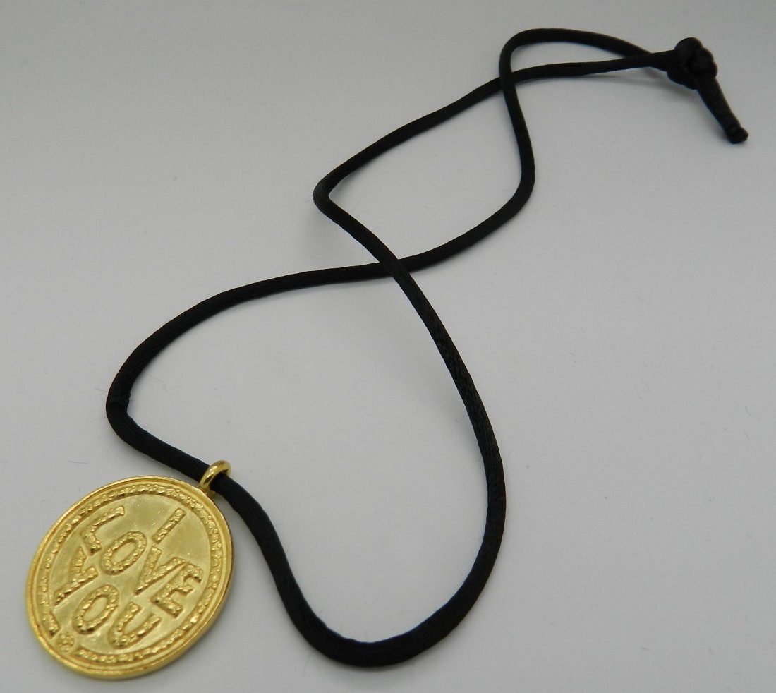 Erte Necklace: "I Love you" - Erte double sided art necklace