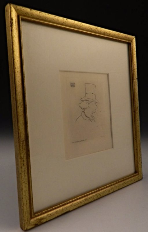 Edouard Manet Etching: Original etching - Charles Baudclaire De Profil en Chapeau ll Measures: 11 x 10 inches, framed, etching: 5 x 4 inches