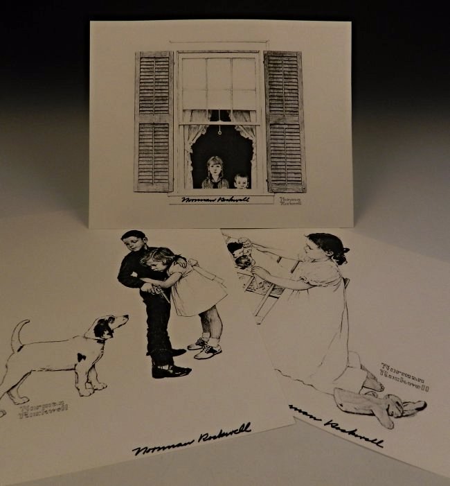 Norman Rockwell Signed Lithographs: (3) Lithographs, Norman Rockwell Measures: 11 x 14 inches each Signed in marker by Norman Rockwell