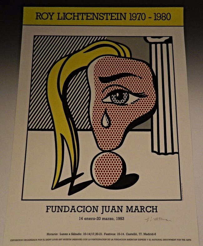 Roy Lichtenstein Signed: Roy Lichtenstein (American, 1923-1997) "Roy Lichtenstein 1970-1980-Fundacion Juan March," Color lithograph (exhibition poster) Signed in pen Measures: 33 x 24 inches