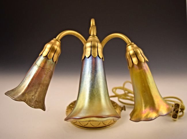 Tiffany Studios Three Light Lily Piano Lamp (1 of 9)