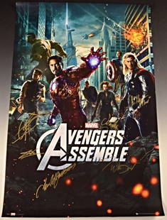 Avengers Cast Signed Movie Poster: Avengers Assemble Signed by: Robert Downey Jr., Scarlett Johansson, Chris Evans, Mark Ruffalo, Chris Hemsworth, Samuel L. Jackson, Jeremy Renner, Joss Whedon, Stan Lee24 x 36 inches Issued with COA