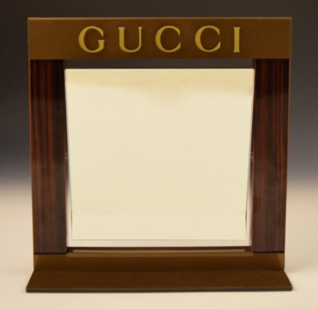 Gucci Dealer Mirror: Gucci issued advertisement dealer display mirror Measures: 12 x 11 inches