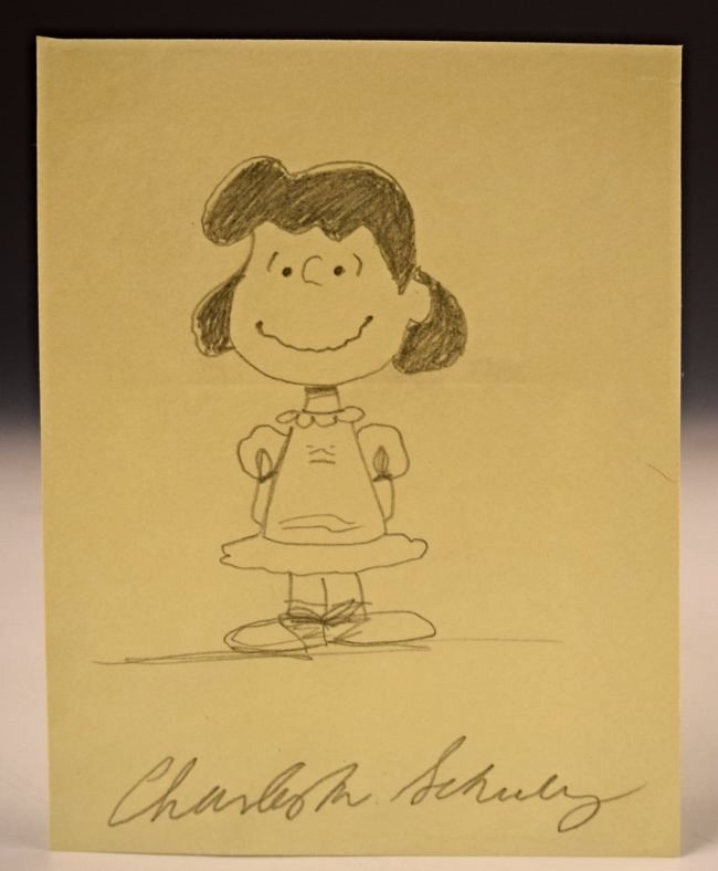 Charles Schulz: (American, 1922-2000) A sketch of Lucy Signed on bottom COA included
