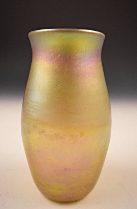 Tiffany Studios LCT Vase: Tiffany Studios LCT Favrile Gold Glass Vase Measures 6 inches Inscribed "L.C. Tiffany-Favrile 9920N 1812