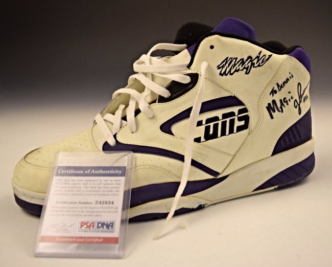 Magic Johnson Signed Game Worn Shoe (1 of 6)