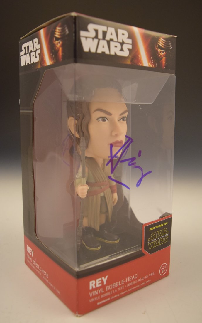 Star Wars Force Awakens, Rey Signed Bobble Head (1 of 3)
