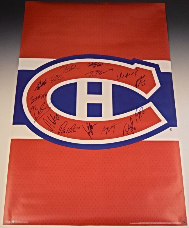 Montreal Canadians Team Signed Poster: Signed by: Carey Price,P.K Subban,Max Pacioretty,David Desharnais,Nathan Beaulieu,Andrei Markov,Alex Galchenyuk,Tom Gilbert,Tomas Fleischmann,Jacob De La Rose,Lars Eller,Brendan Gallagher,Tomas Plekan