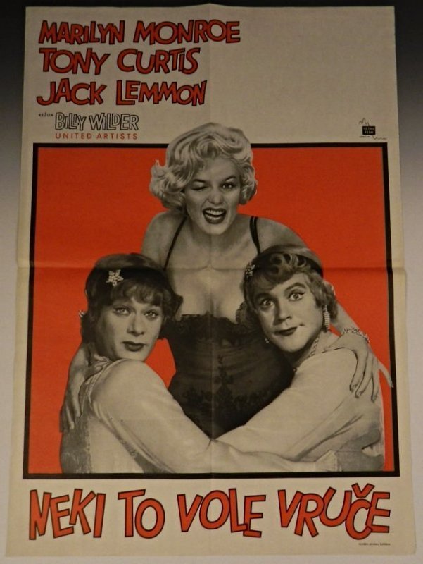 Marilyn Monroe Movie Poster: "Some Like It Hot" Original 1960 Yugoslav movie poster Measures: 28 x 20 inches