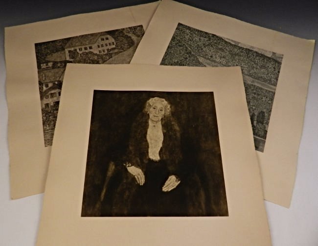 Gustav Klimt Collotypes: Grouping of three Gustav Klimt collotypes Am Attersee, original Collotype #29 from the Portfolio Eine Nachlese Unterach am Attersee, original collotype #8 from the Portfolio Eine Nachlese Bildnis eine