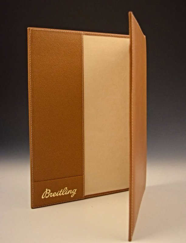 Breitling Leather Document Holder: Breitling issued tan leather document holder Measures: 13 x 9 1/2 inches