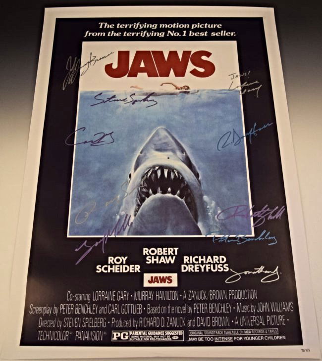 Jaws Cast Signed Movie Poster (1 of 5)