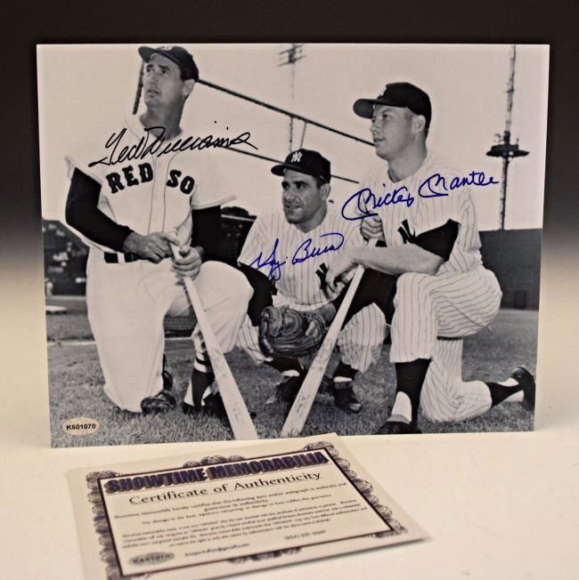 Mickey Mantle, Ted Williams, Yogi Berra Signed Photo (1 of 4)