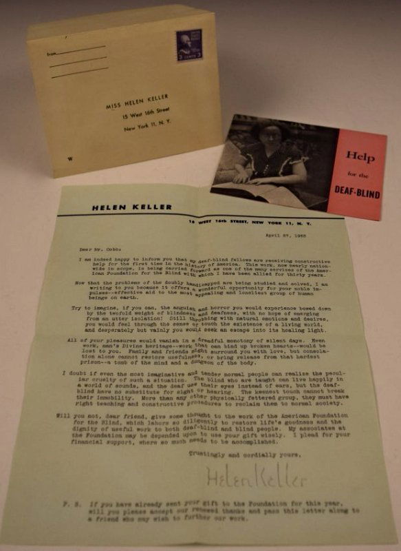 Helen Keller Signed Letter (1 of 3)