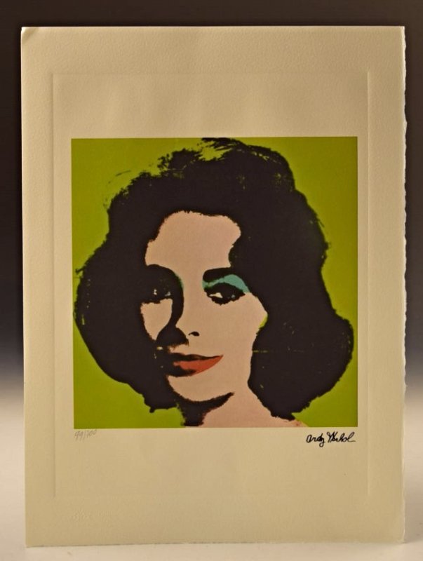 Andy Warhol Liz Taylor Numbered Lithograph: Lithograph, Andy Warhol Numbered lower right, stamped lower left Measures: 15 x 10 inches