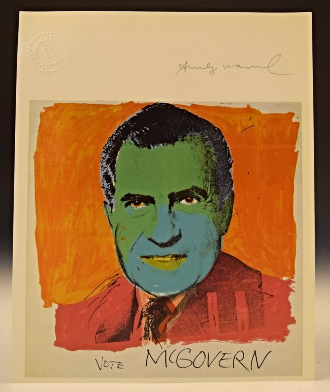 Andy Warhol Signed Print: Vote McGovern - Andy Warhol Measures: 13 x 10 inches Signed upper right COA included