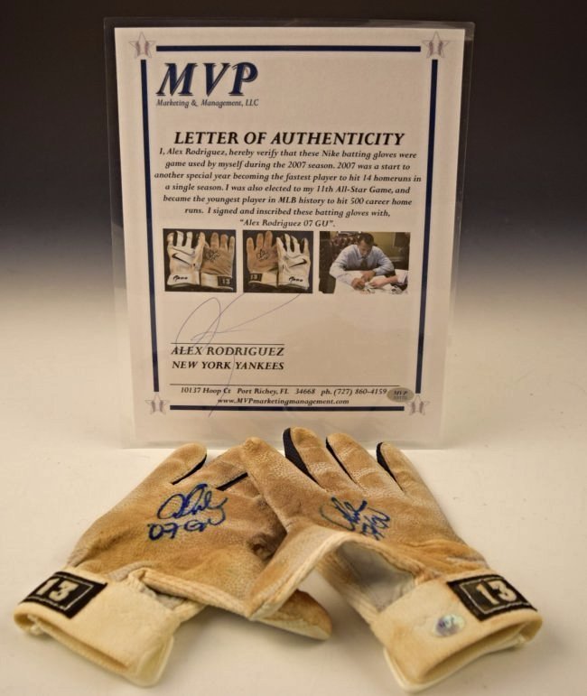 Alex Rodriguez Game Used Signed Gloves (1 of 4)