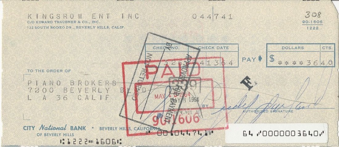 Judy Garland Signed Check (1 of 2)